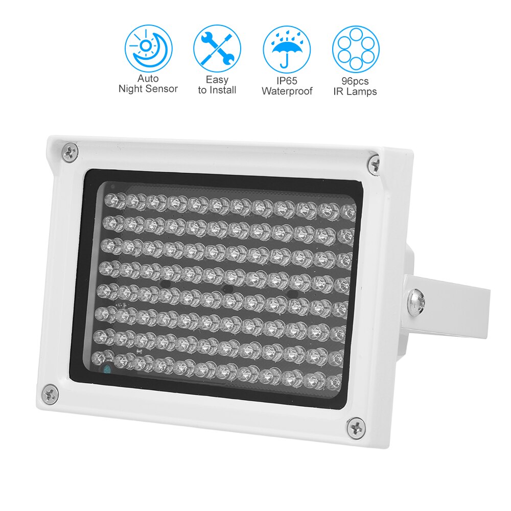 96 Leds Ir Illuminator Array Infrarood Lampen Nachtzicht Outdoor Waterdichte Cctv Vullen Licht Voor Cctv Camera: WHITE