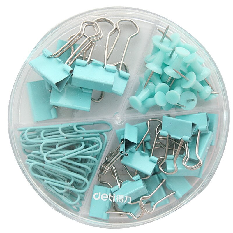 Coloffice Korean Metal Binder Clip Push Pin Paper Clip Set Color Students Business Stationery School Office Supplies