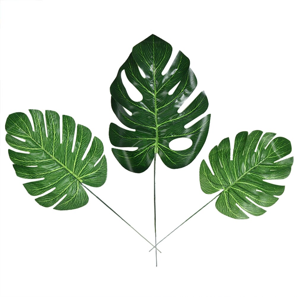 12 stk store kunstige tropiske palme blade silkeblade til hawaiiansk luau tema festindretning bryllupsfødselsdag hjem borddekoration