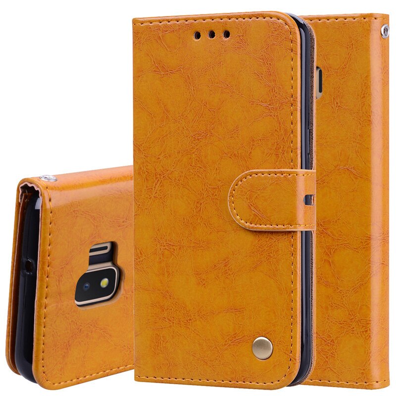 Luxury Leather Flip Case For Samsung Galaxy J2 Core Case Wallet Stand Flip Phone Case For Funda Samsung J2 Core J260F Case Coque: Yellow