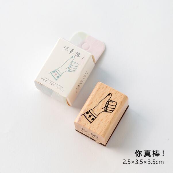 Sello de goma de madera para decoración de series de gestos Vintage de XINAHER, sellos para álbum de recortes, papelería, sello estándar para manualidades DIY: F