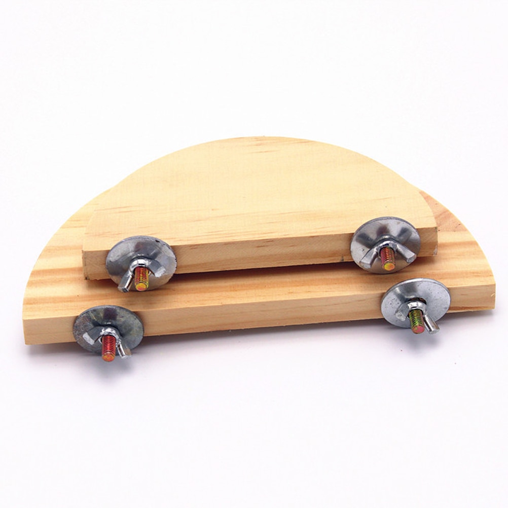 2 piezas juguetes de madera de trampolín espesan mascotas de pie de juguete semicírculo soportes de plataformas de hámster para animales pequeños pájaros loro