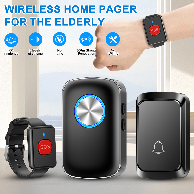 Bouton d'appel de panique SOS, sonnette intelligente sans fil, Style montre, bouton d'appel, téléavertisseur pour soignant, système d'alarme sécurisé pour Patient âgé