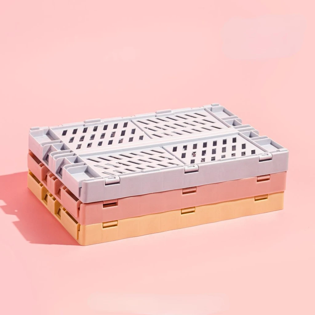 Faltbare Aufbewahrungskiste aus Kunststoff, zusammenklappbarer Boxkorb, stapelbar, niedlicher Make-up-Schmuck, Spielzeugboxen für Aufbewahrungsbox, Organizer, tragbar