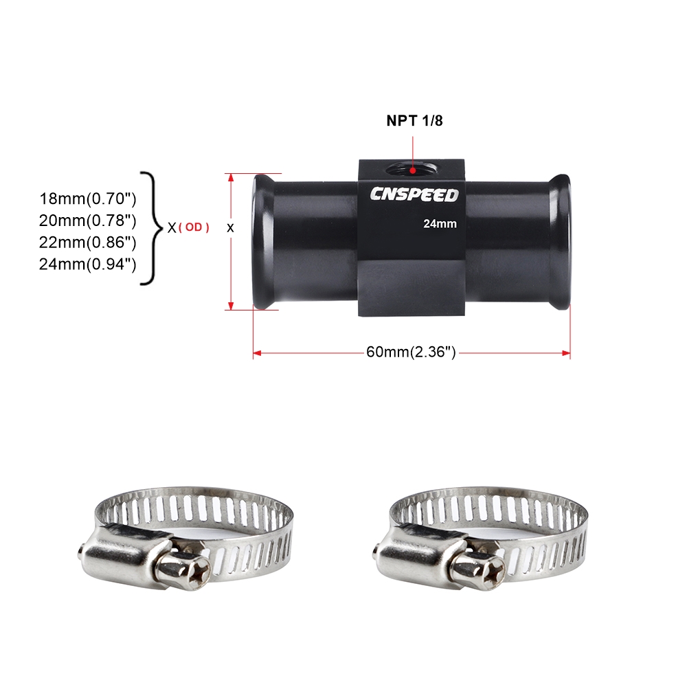 Musta veden lämpötila mittari patteri 1/8 npt lämpötila 18mm 20mm 22mm 24mm veden lämpötila liitos putken anturin letkuadapteri