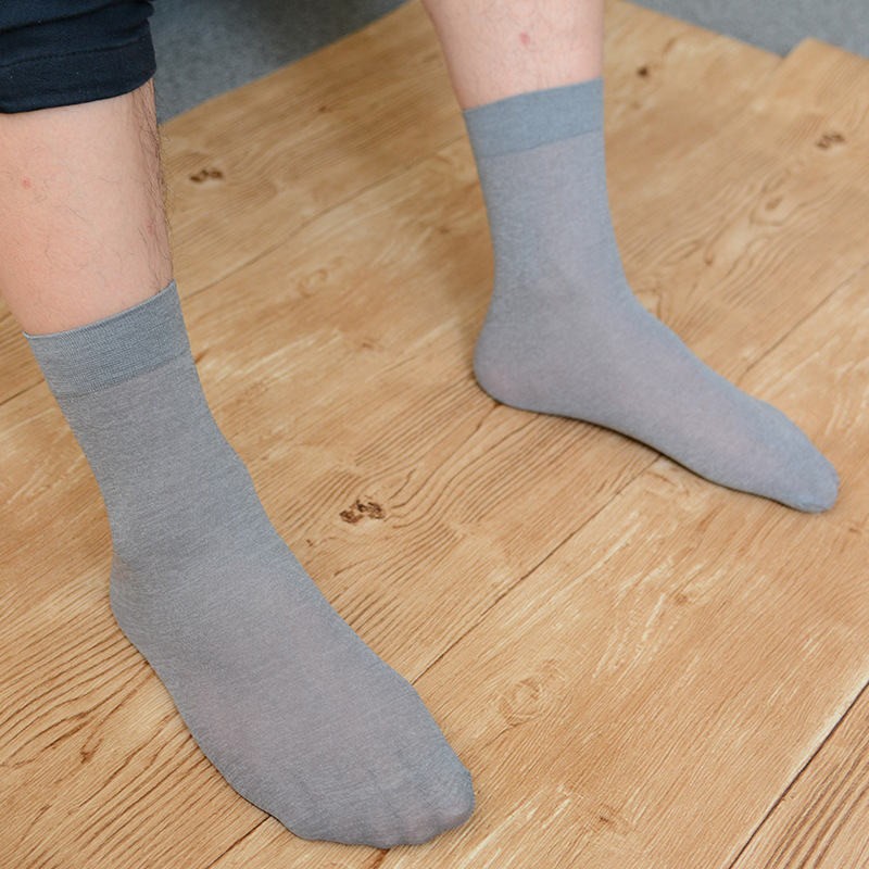10 Paren/partij Business Heren Zomer Sokken Dunne Zijden Hoge Elastische Nylon Ademend Casual Korte Crew Sokken Mannelijke Koele Sokken: grey