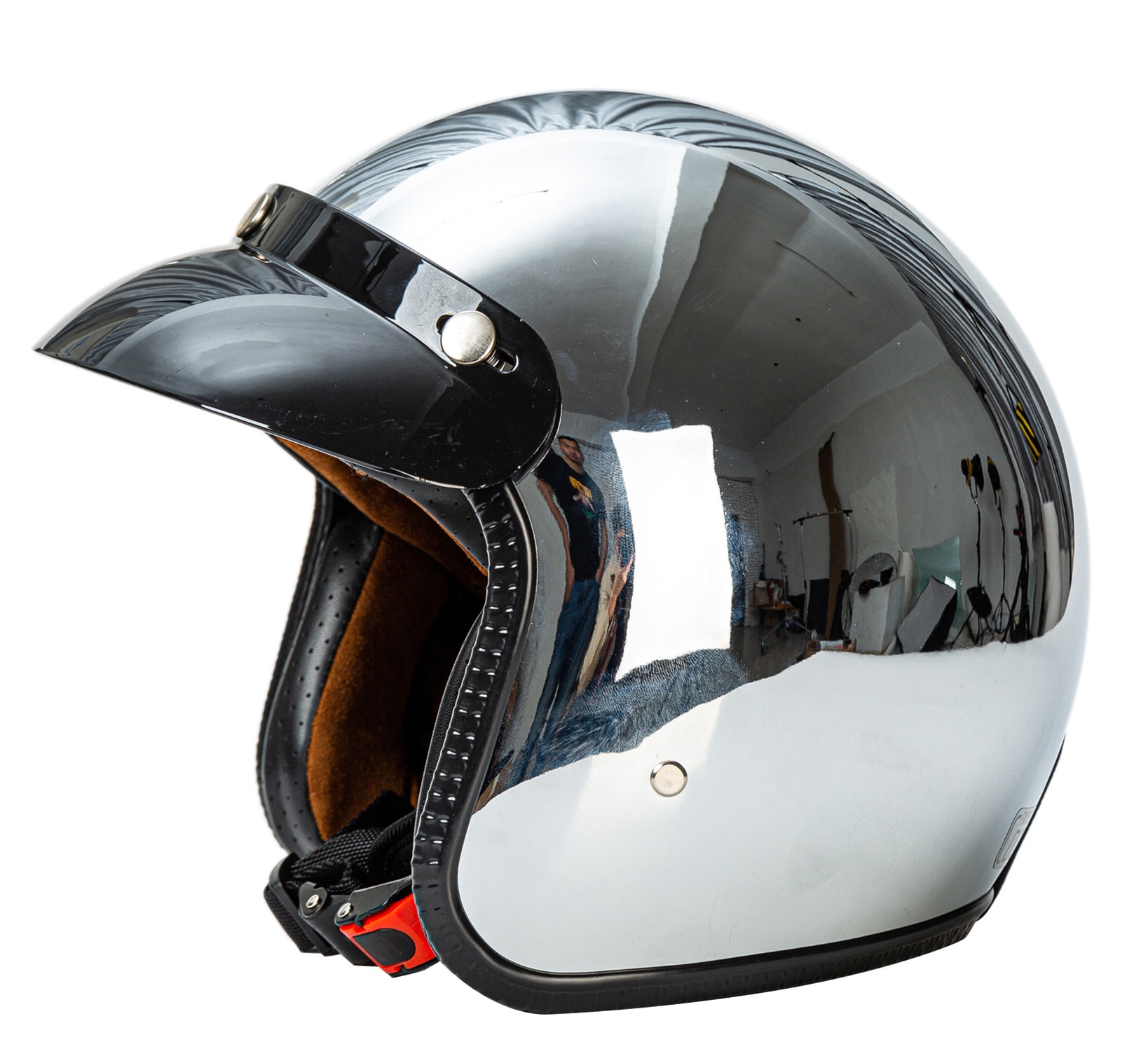 Open Face Motorcycle Helmet Vintage Kask Capacete Chrome Silver Retro Casque Mirror Pilot Jet Moto 3/4 Half Casco