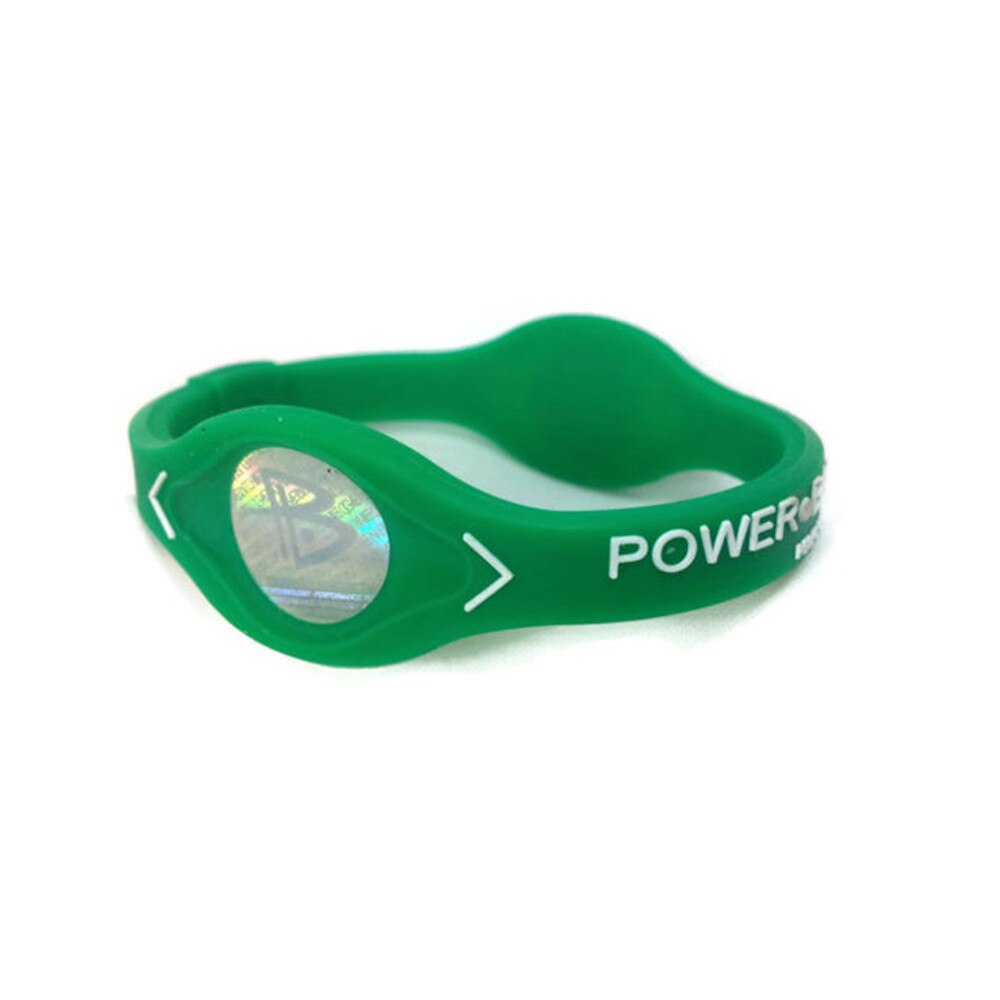 Negative Ion Silicone Power Energy Bracelet Sport Wristbands Balance Ion Magnetic Therapy Good Elasticity Durable #W5: Green / M