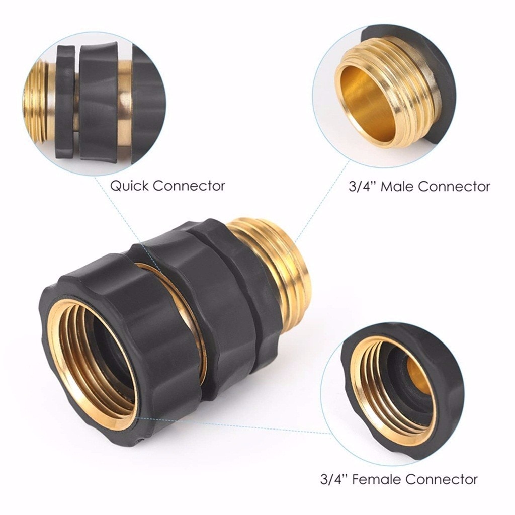 3/4 Inch Garden Hose Fitting Quick Connector Male And Female Value Pack - No-leaks Water Hoses Quick Connect Release Connection