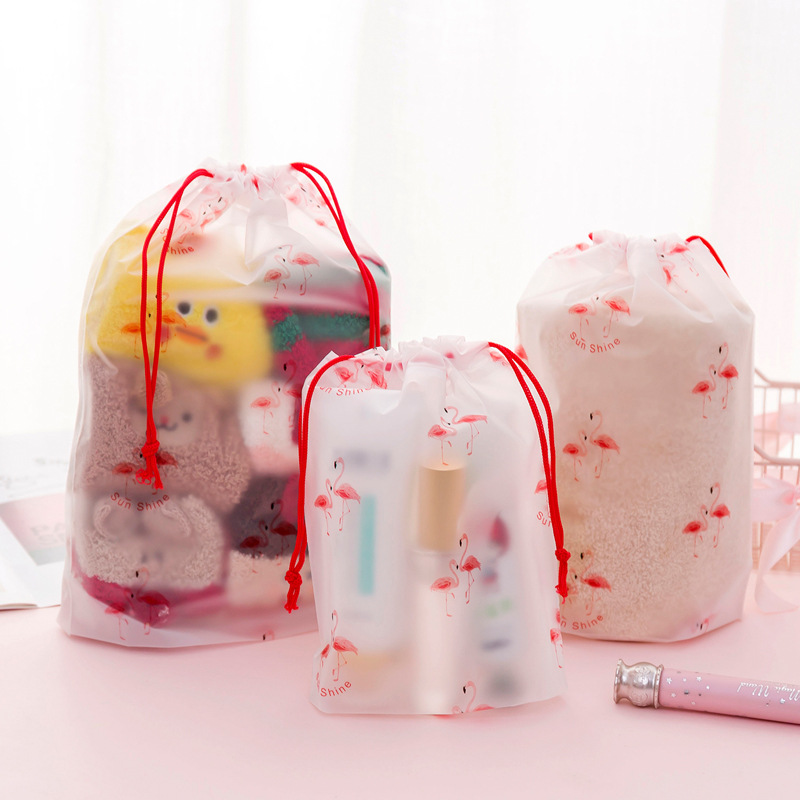 Étui de maquillage de voyage ours brun Transparent sac cosmétique lavage Beaut Kit femmes fermeture éclair maquillage organisateur de bain pochette de rangement toilette: Flamingo / 20.4X15.8cm