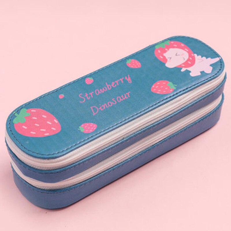 double Pencil CaseLarge Capacity School Pen Case Supplies Pencil Bag School Box Pencils Pouch Stationery: mazarine
