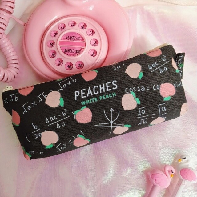 1pcs Cute Peach Pencil Case Plush Big Capacity Pencil Bag for Girls Kids Children Office School Supplie Stationery: 5