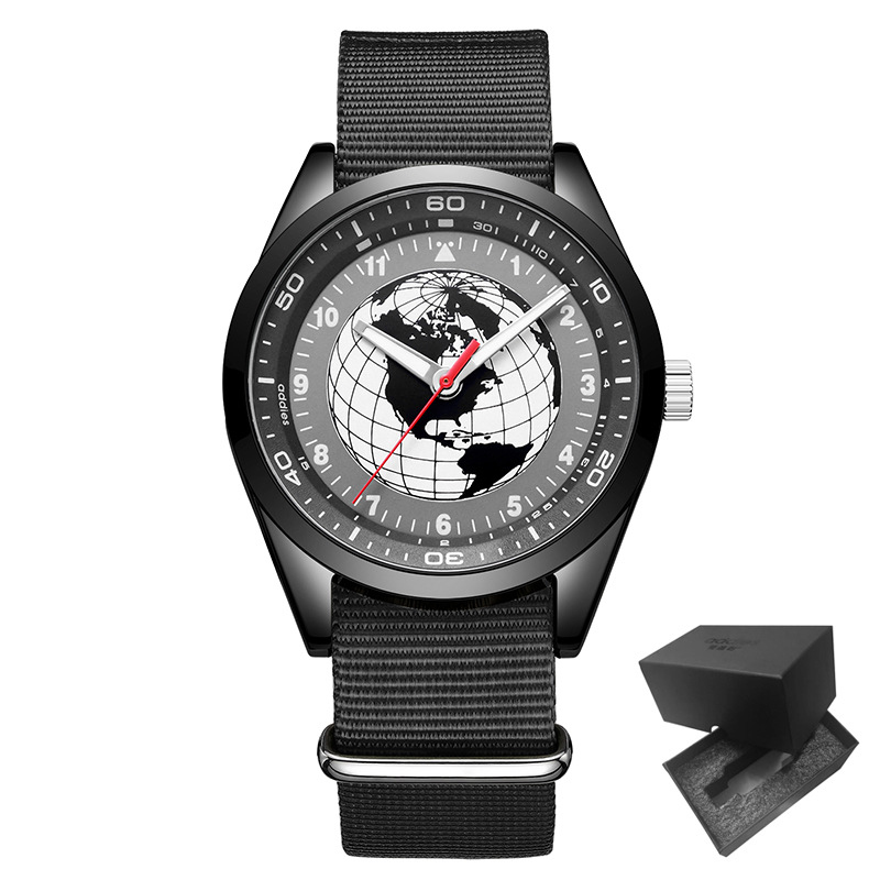 Addiesdive zegarek indywidualny modny styl Retro Pilot nylonowy pasek mineralny lustro stop 40mm Dial kwarcowy zegarek dla mężczyzn: B B Box