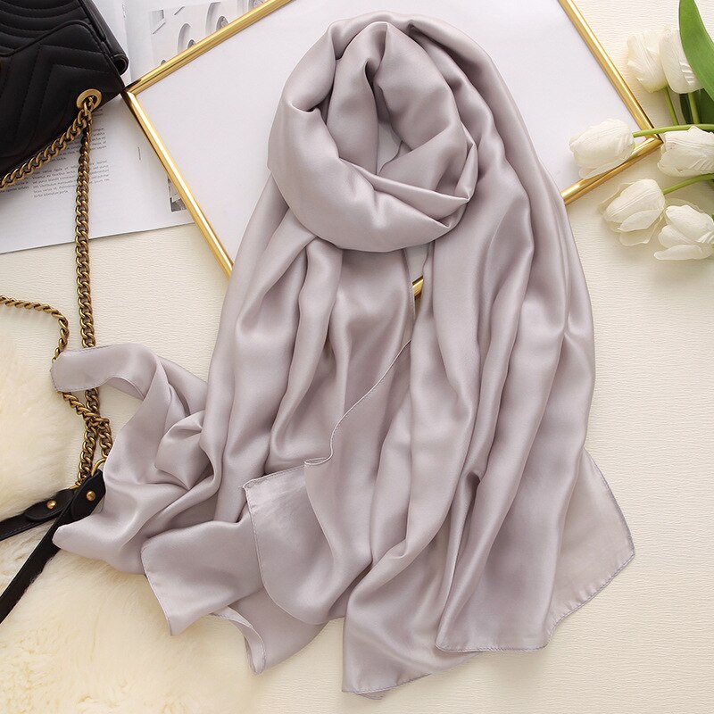 Châle en Polyester pour Femme noir | Écharpe Hijab solide, belle écharpe d'été en soie, châles et enveloppes longs de plage en mousseline: N6