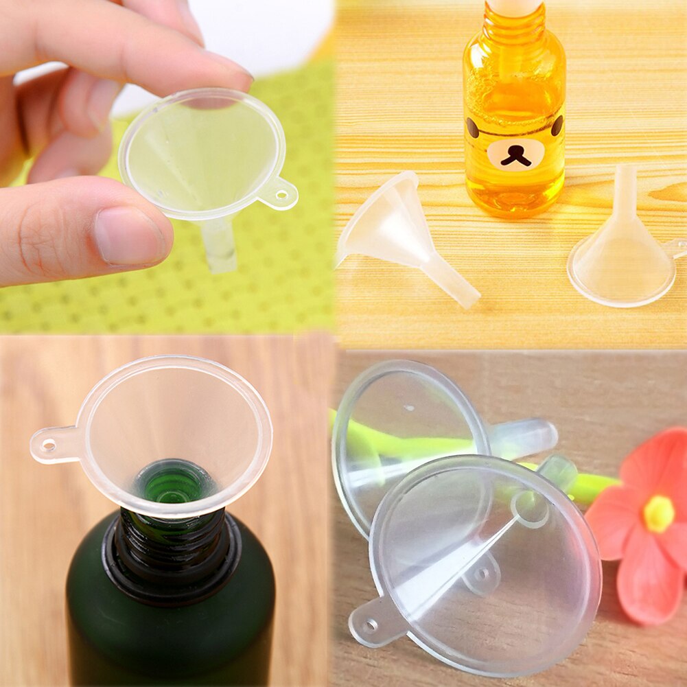 Embudo de plástico líquida pequeña presentación transparente de la botella de la herramienta de cocina claro embudo para líquidos distribución cocina botella para Perfume con aceite