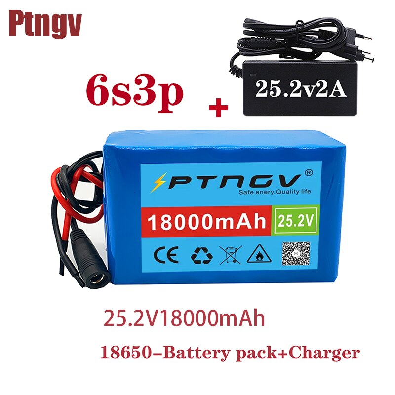 6s3p 24 V 18650 Li Ion Batterij 25.2 V 18000Mah E-Bike, bromfiets/Elektrische/Li Ion Batterij Met Oplader Voor Verkoop