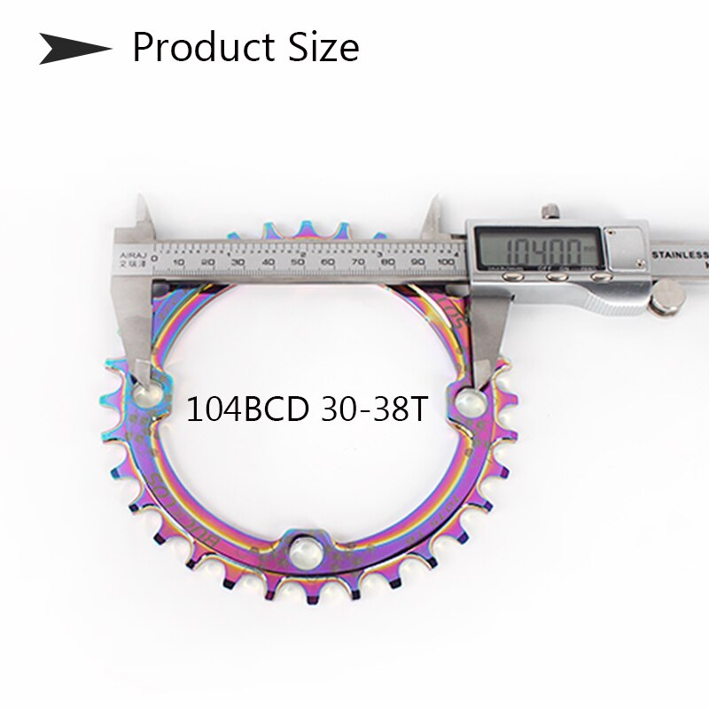 104 BCD Rainbow Bicycle Chainring Narrow Wide 30/32/34/36/38T Chainwheel Colorful MTB Bike Crankset Plate Bicycle Crank