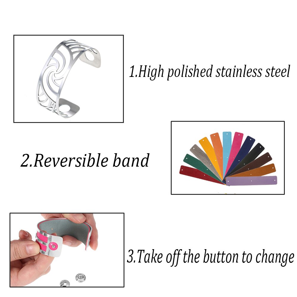 Cremo Stainless Steel 40MM Bracelet &Bangles For Women Interchangeable Leather Bangle Jewelry Bijoux Femme