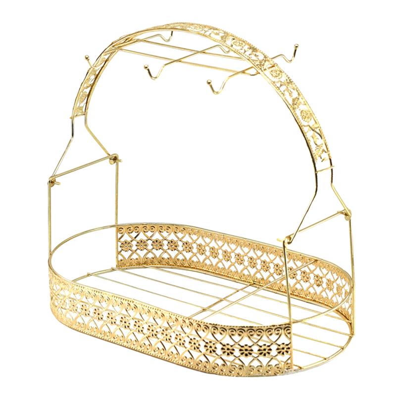 Keramik Tassen Regal Europäischen Stil Kaffee Tasse Gestell Tasse Organizer Geschnitzt Schmiedeeisen Beschichtung Lagerung Korb (golden)