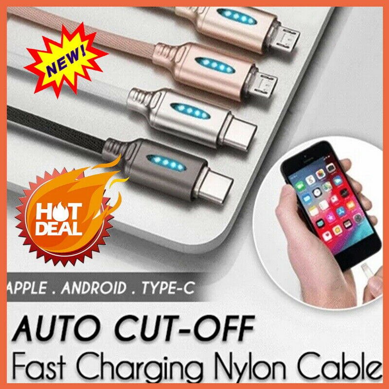 Mobile Phone Data Cable Fast Charge Smart Power-off Protection Mobile Phone Weaving Yarn Android Data Cable Full Automat