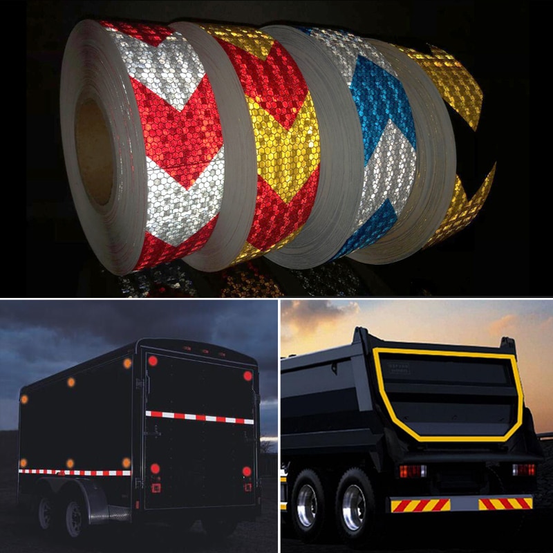 Rollo de pegatinas reflectantes para coche, tira de advertencia decorativa, película segura para motocicleta y coche, cinta de seguridad para carretera, 5cm x 50m