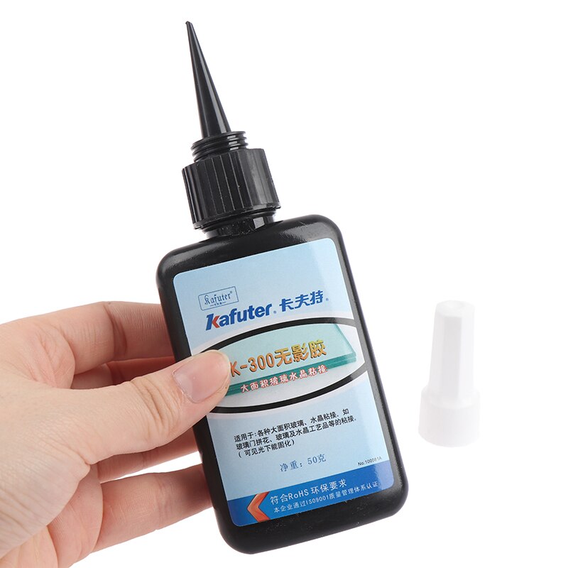 50Ml Uv Uv-uithardende Lijm K-300 Transparant Kristal En Glas Lijm Met Uv Zaklamp