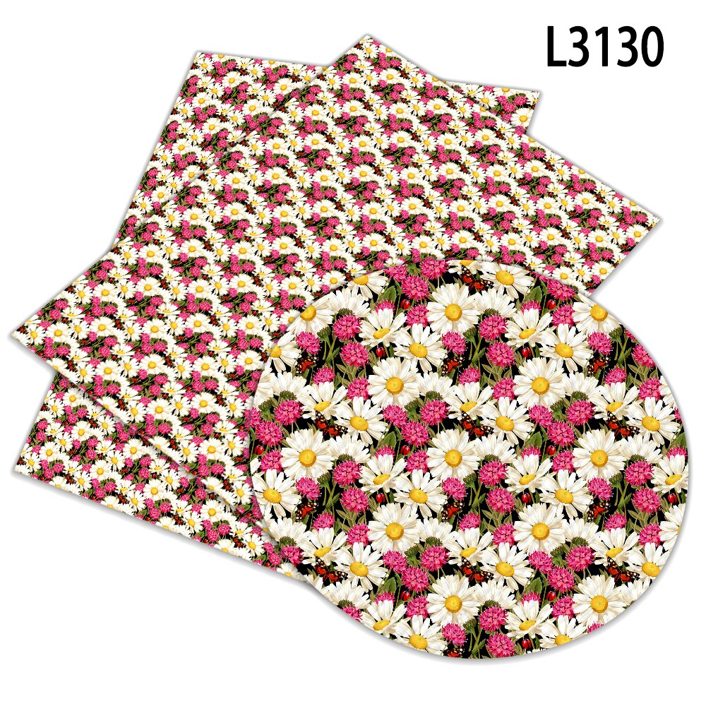 Arriavl Beautiful Flower Pattern A4 22x30cm Printed Faux Leather for DIY Bag Material Fabric L312 L313: L3130