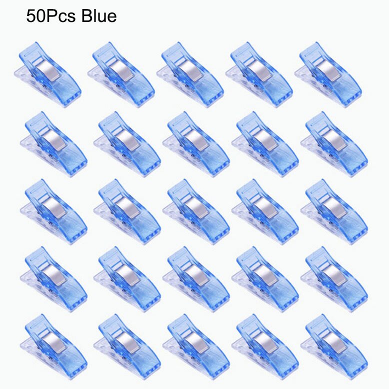 Clips de costura de plástico multiusos, pinzas para manualidades de tela, para acolchar, coser, encuadernar, tejer, 20/50 piezas: 50Pcs Blue