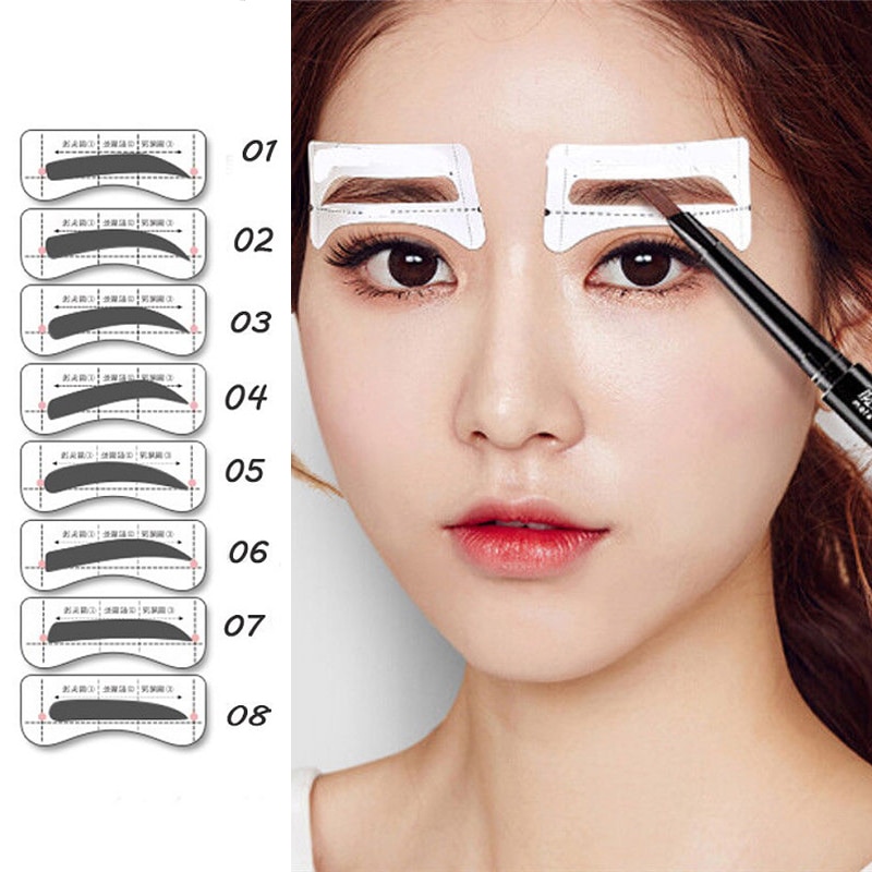 32 Paren/set Professinal Mode Wenkbrauw Sjabloon Stickers Eye Brow Wenkbrauw Stencils Tekening Kaart Stencil Makeup Tools