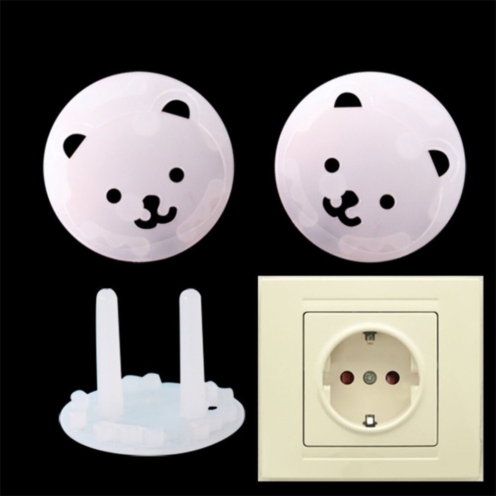Prise de courant européenne pour enfants, motif ours, design de dessin animé, ronde et épaisse, protection anti-choc électrique pour bébé