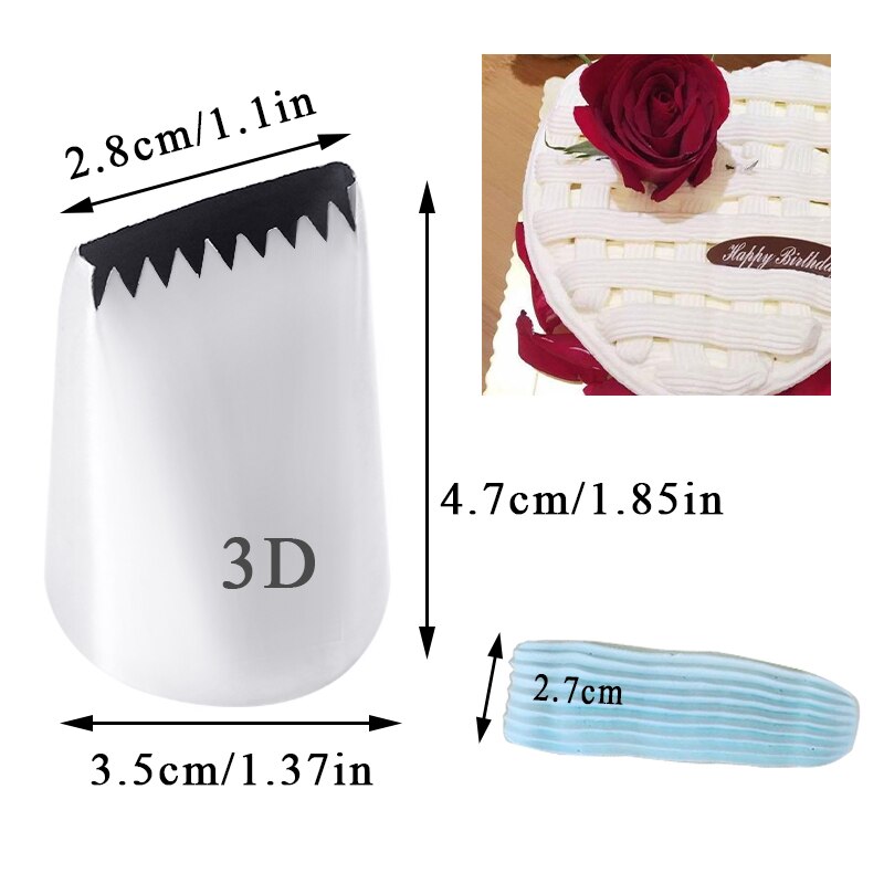 # 3D Grote Maat 8 Tanden Basketweave Nozzle Naadloze Icing Buis Cake Decorating Pastry Tip Tool Icing Piping nozzle