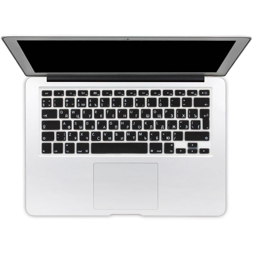 Euro Enter Russian Language Letter Soft Silicone Keyboard Cover For Macbook Air 13 Pro 13 15 17 Retina Protector Sticker Film: Black