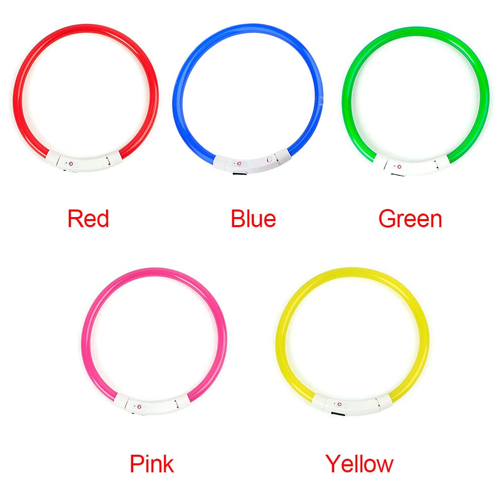 Super Bright Adjustable LED Dog Collar Glowing Belt Flashing Necklace Visibility Pet Safety USB Rechargeable Light Up