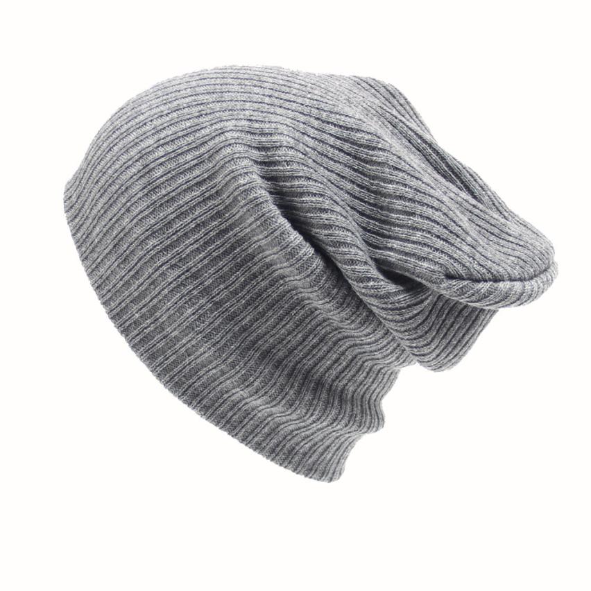 Sales Hoed Voor Winter Hoeden Unisex Skullies Mutsen Effen Gebreide Muts Warme Muts Man Vrouw Mutsen Cap Elastische oc31: Grijs