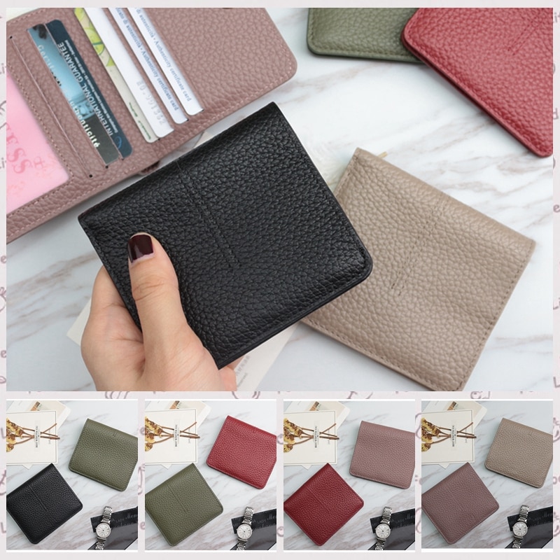 genuine cow leather slim card holder wallet ladies simple Cowhide credit card holder