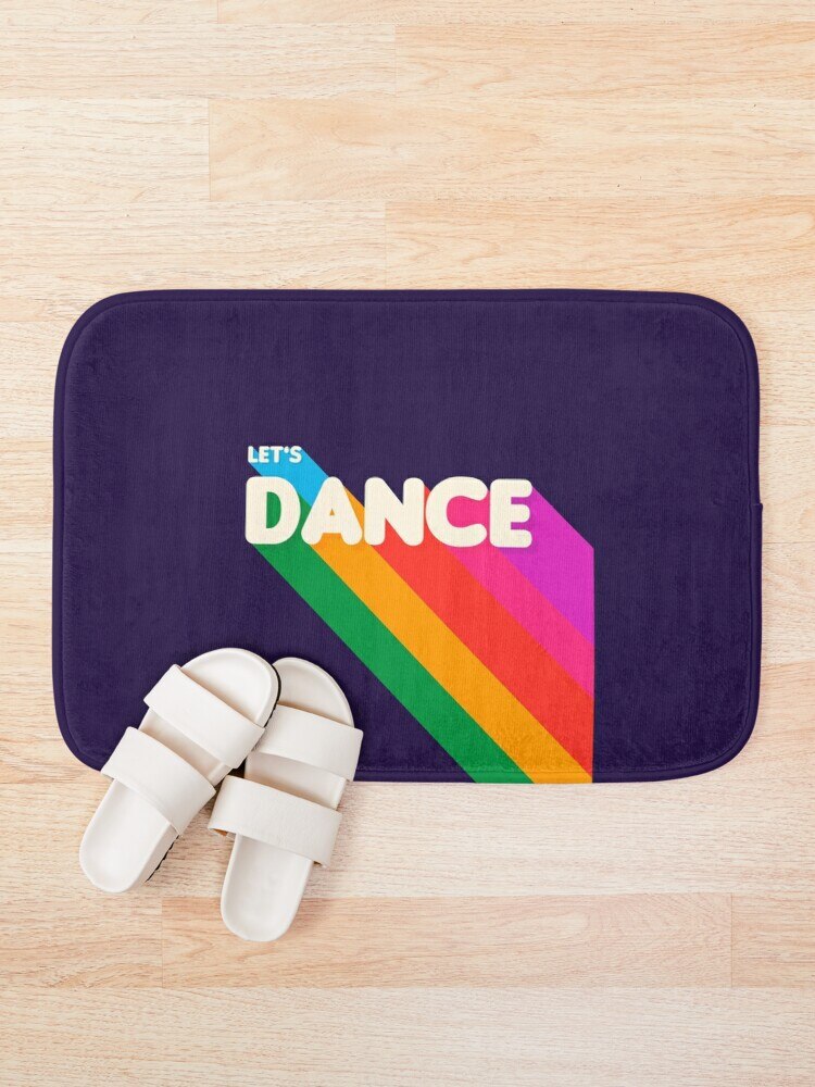 Rainbow dance typography Bath Mat Bathroom Bath Mat Set Mirrofiber Cartoon Bath Rug Set
