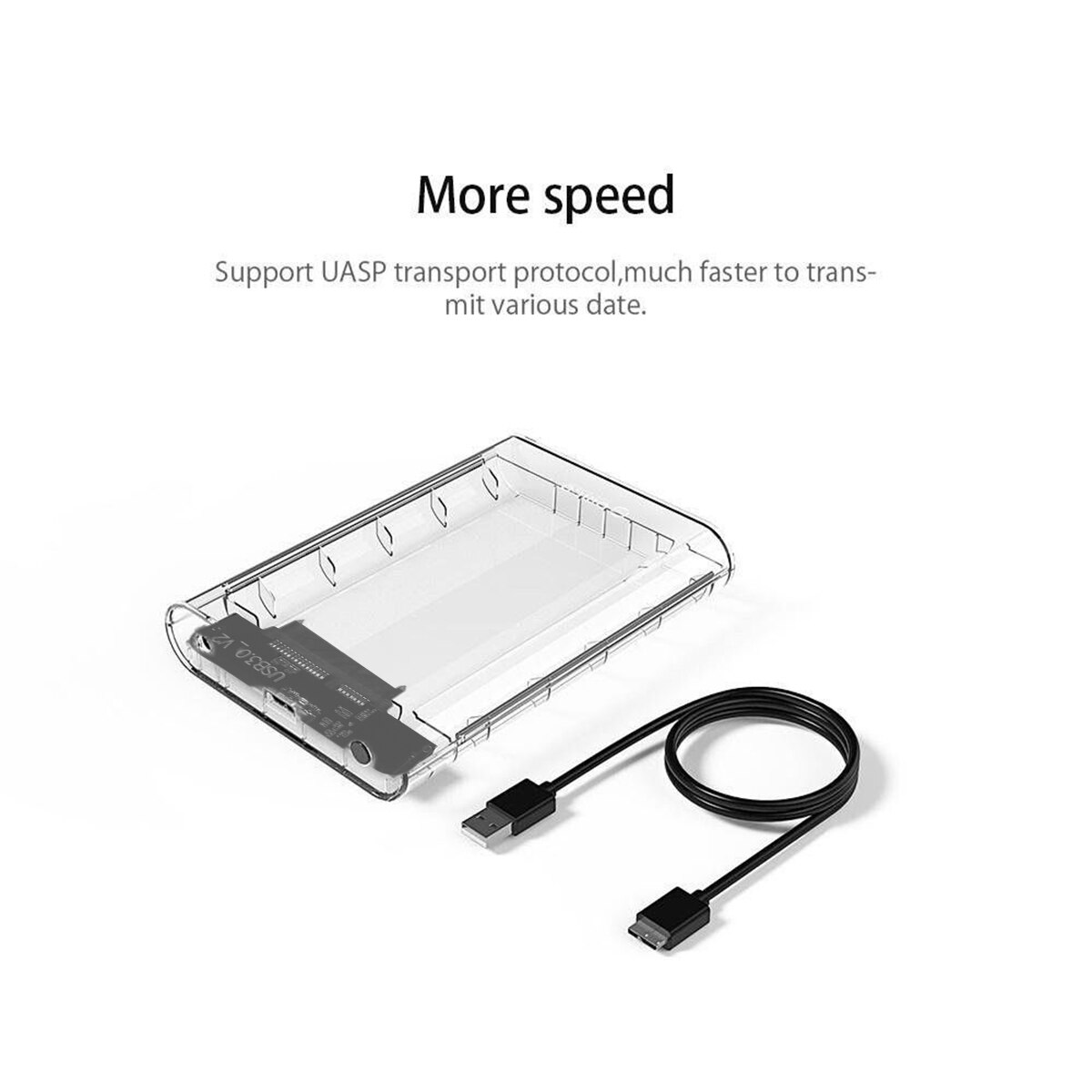 Carcasa de disco duro externo SOONHUA, delgada, libre de herramientas SATA, carcasa Caddy supervelocidad de 2,5 pulgadas con Cable USB 3,0 para ordenador portátil