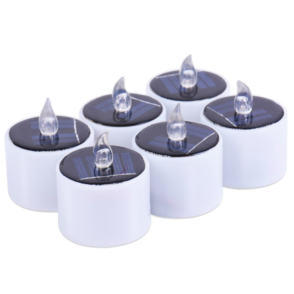 Solar Powered Flameless LED Candle Tea Light Candle Wedding Memorial Bar Home DIY Decor Energy Saving: cool white 6pcs