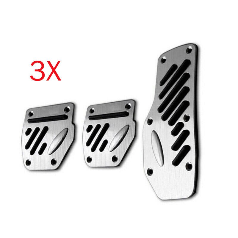Set Voet Pedalen Handgeschakelde Universele Zilver Zwart Zilver + Zwart 3Pcs Auto Gaspedaal Cover