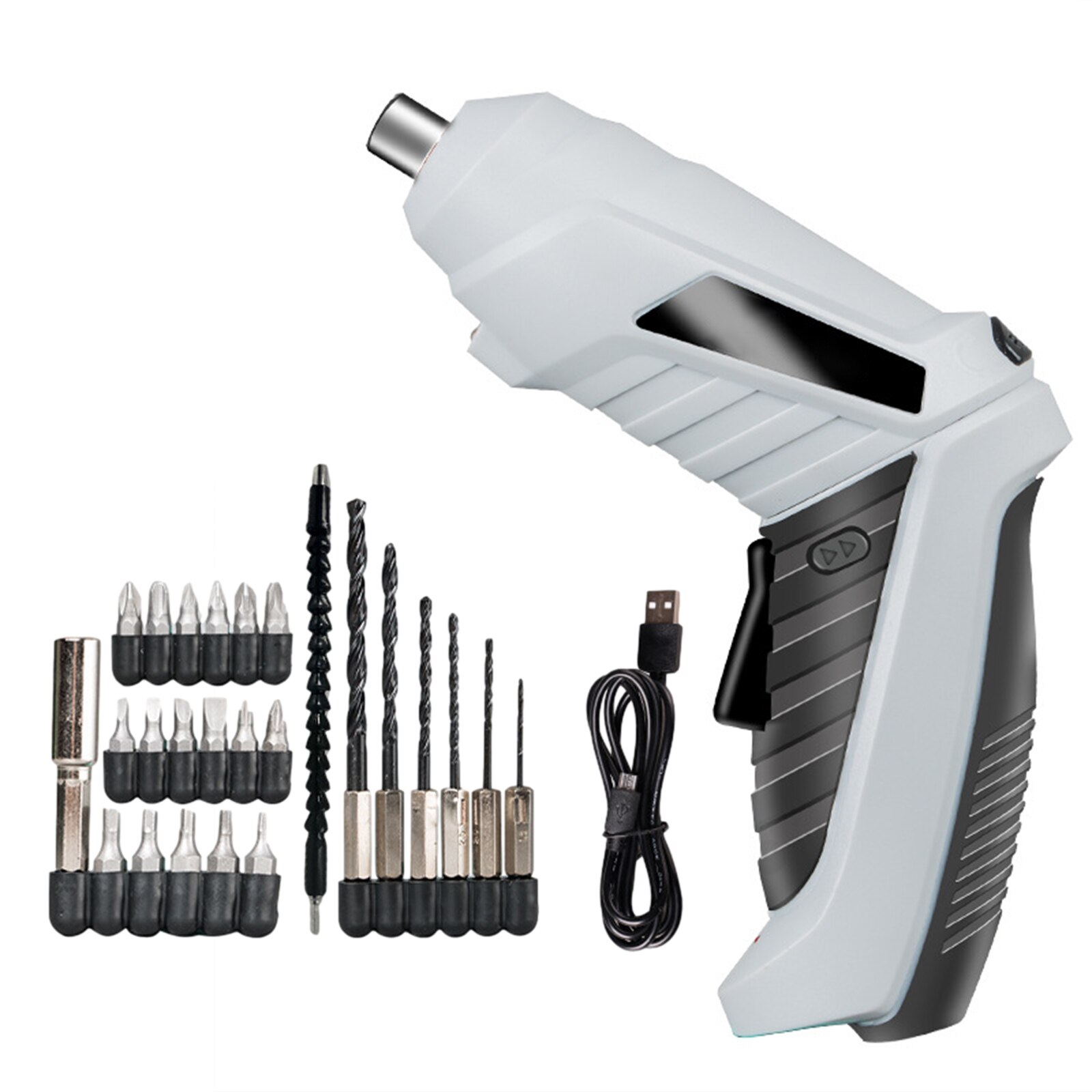 Electric Drill Wrench USB Data Cablex Electrical Screwdriver Power Tools Lithium Battery Mini 3.6V Portable Quare Head Adapter: Gray-25