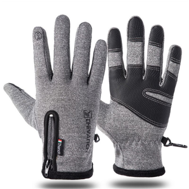 Vinterski handsker lynlås udendørs sport ridning handsker varm vindtæt vandtæt handsker touch screen handsker unisex handsker