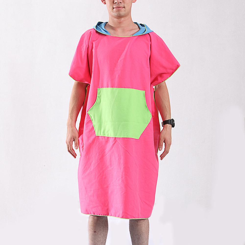 HobbyLane Adults Quick Drying Beach Cloak Changing Robe Swim Bath Towel Outdoor Sports Poncho Bathrobe Soft Beach Swimming Towel: rose Red