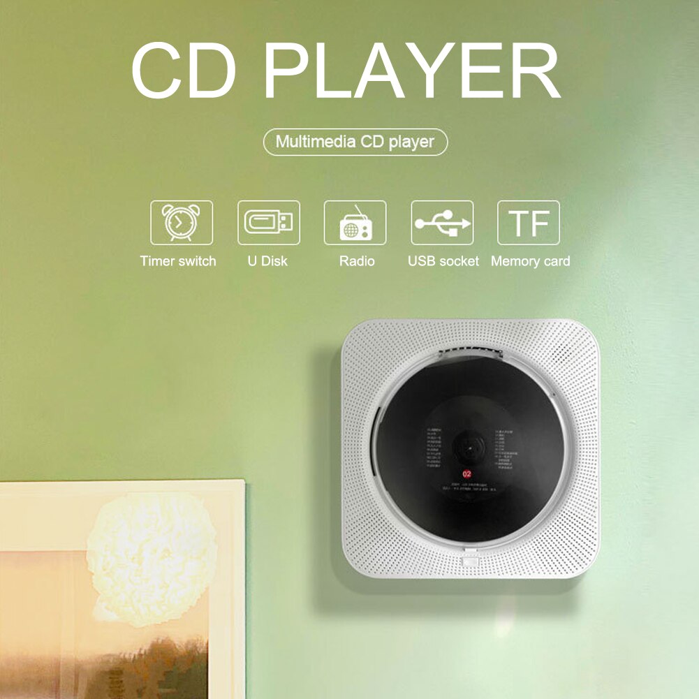 Multimedia Bluetooth CD Player Remote Control USB Wall Mounted HIFI LED Screen Music Player