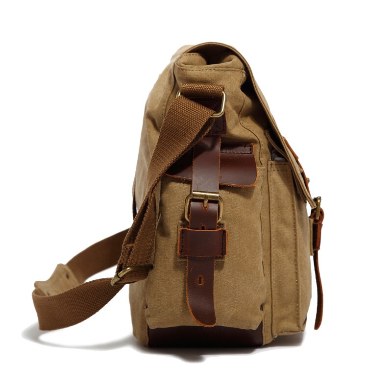 Mannen Casual Canvas Messenger Schouder Lederen Zakelijke Computer Grote Capaciteit Reizen Schooltas Handtas