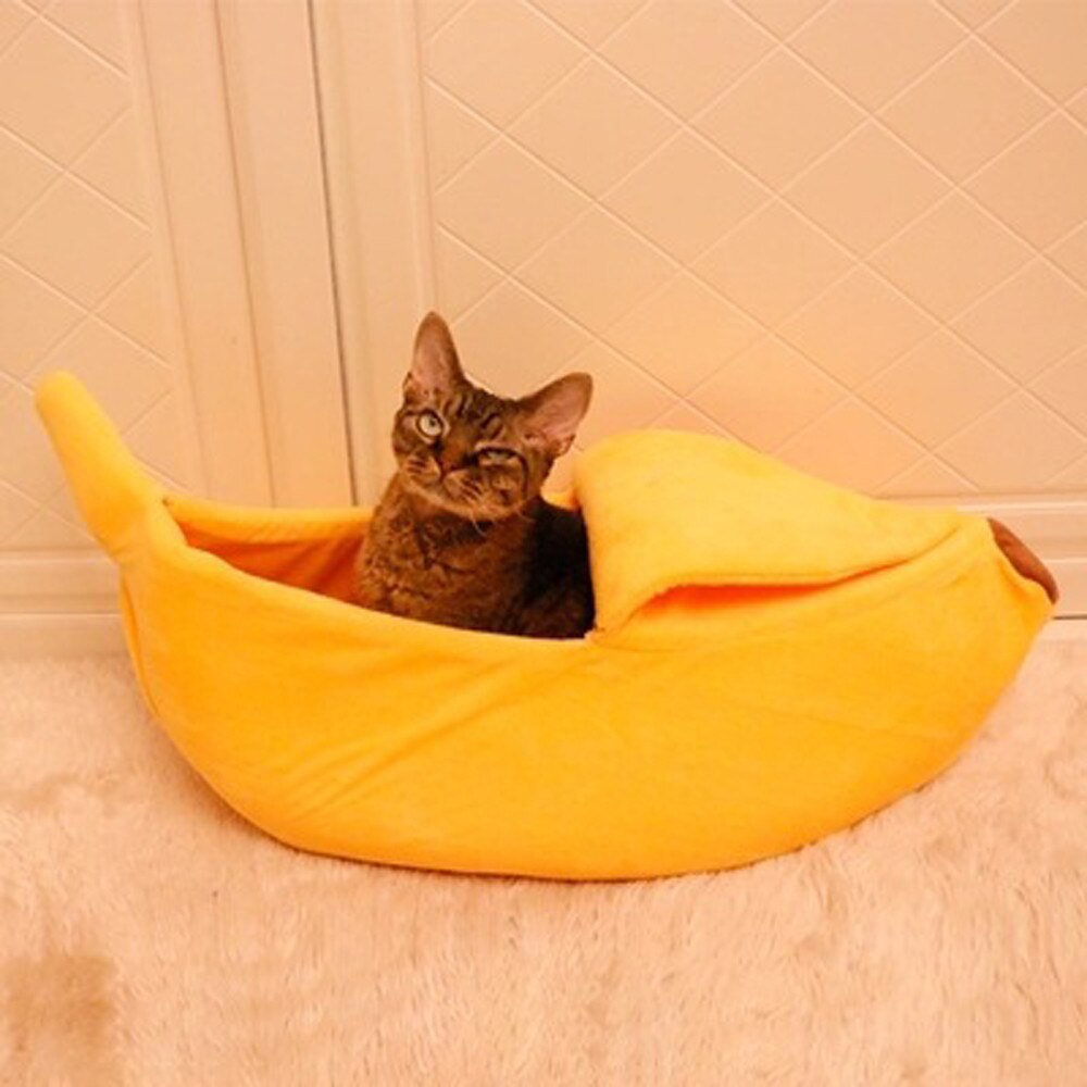 Animais de estimação gato cão sofá cama forma de banana casa do cão bonito animal de estimação canil ninho quente gato dormir camas casa popular