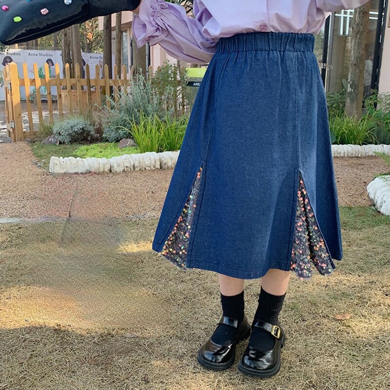 Baby girl patchwork sequined denim skirt Girls fashion mermaid little princess skirts 2-7Y