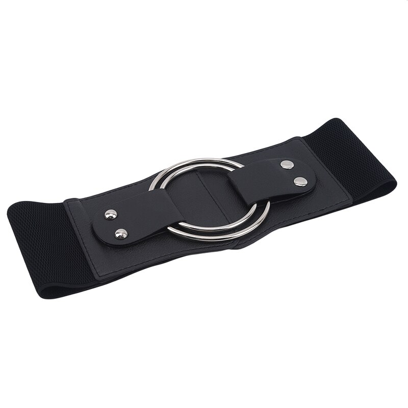 dame retro brede belter i elastisk elastisk korsett linning hule metall butikk o-ringe kvinners belte til kjolejakke