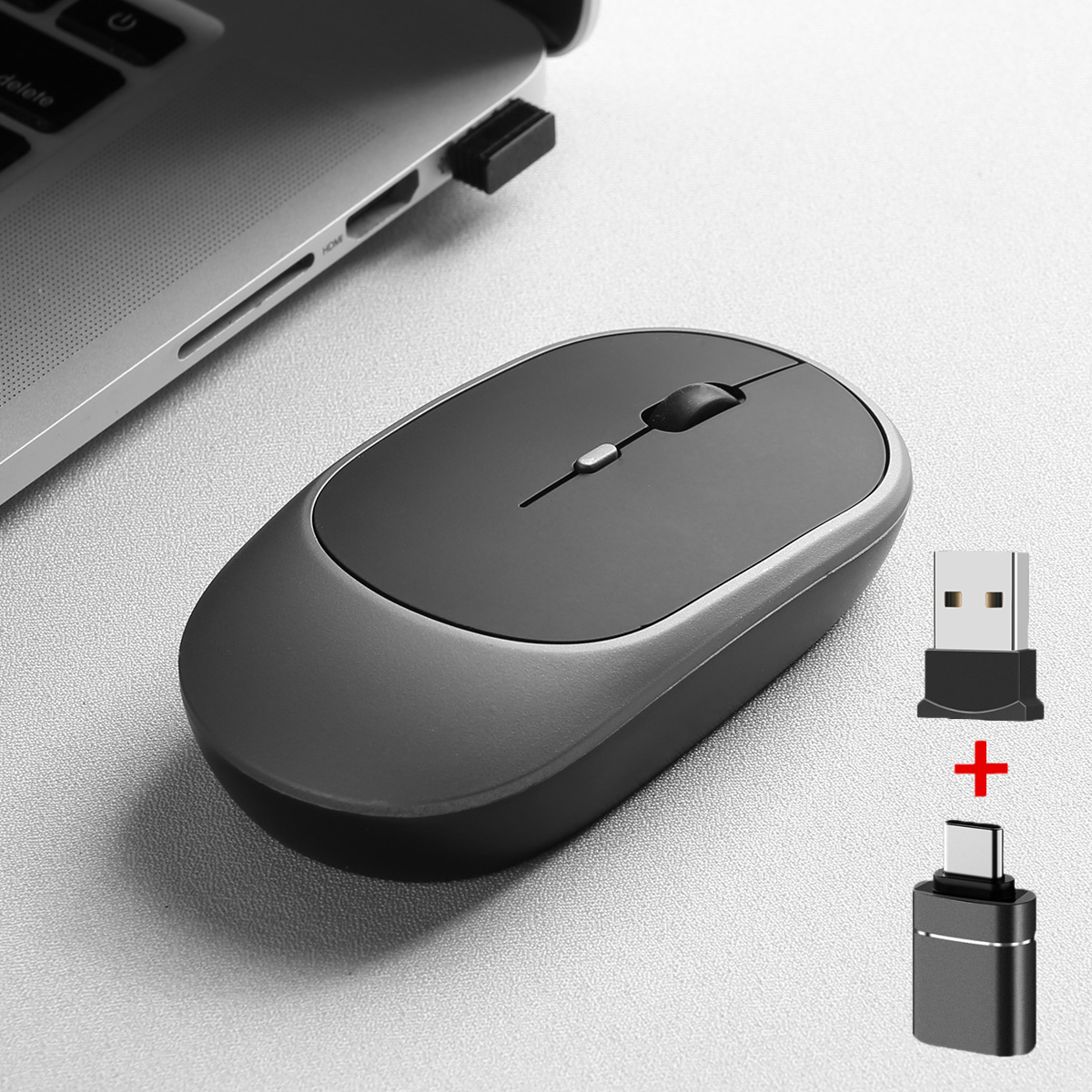 Rechargeable Wireless Mouse Dual Modes Bluetooth-compatible 2.4G USB Ergonomic Mice For Laptop Pad Tablet Macbook Mause: Red