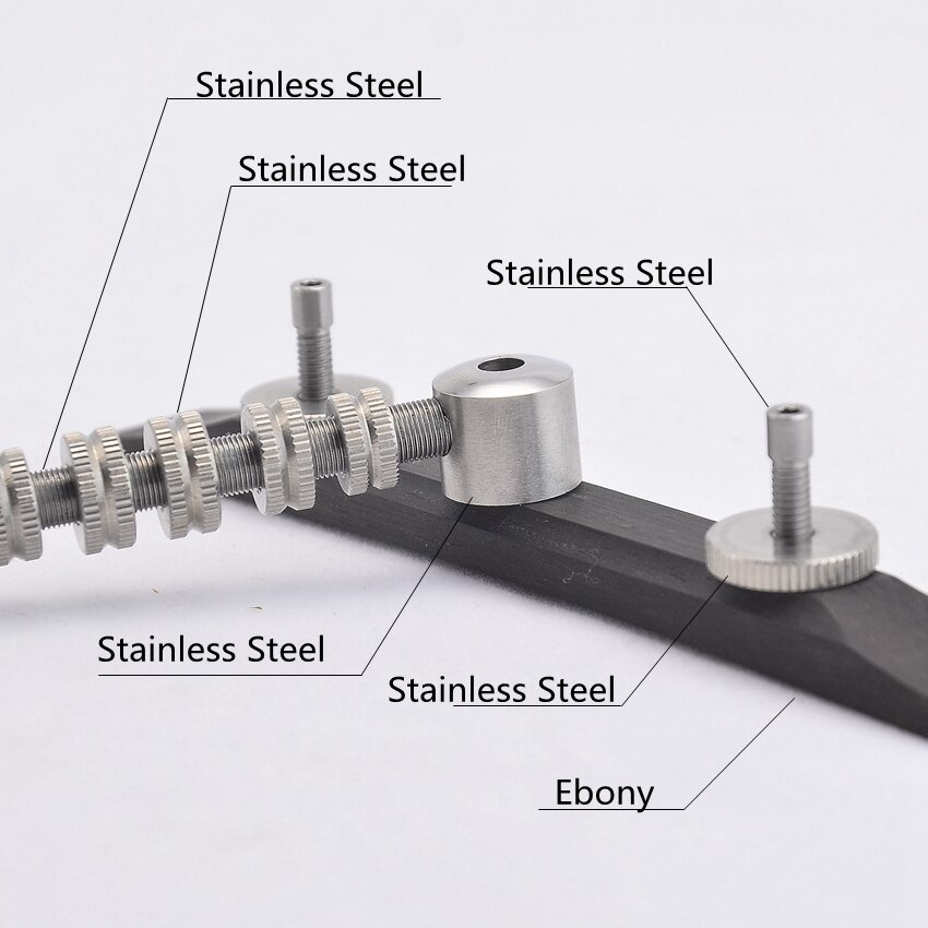 1 Set Gretsch Style Stainless Steel Space Control Adjustable Roller Bridge With Ebony Base