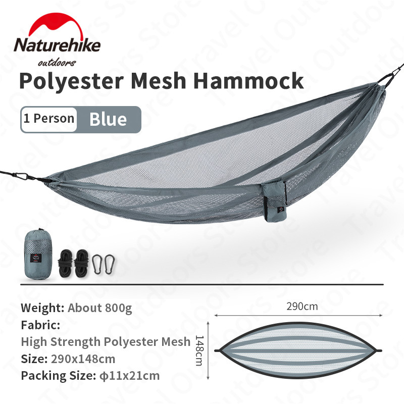 Naturehike – hamac en toile d&#39;araignée ultraléger pour 1 à 2 personnes, sensation de glace, respirant, poids 800 kg, DC-C02 g, été, 200: 1 Person Blue